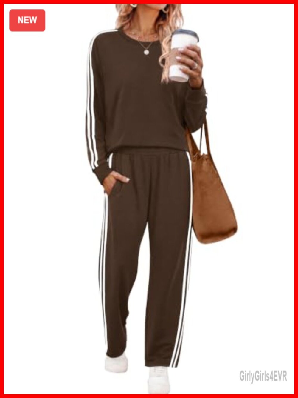 2 Piece Lounge Set Long Sleeve Pullover Sweatpants Color Block Tracksuit